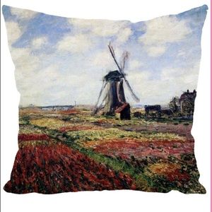 Tulip Fields By Claude Money Throw Pillow